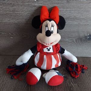 Minnie Mouse Cheerleader 15” Disney Red White And Black With Pom Poms